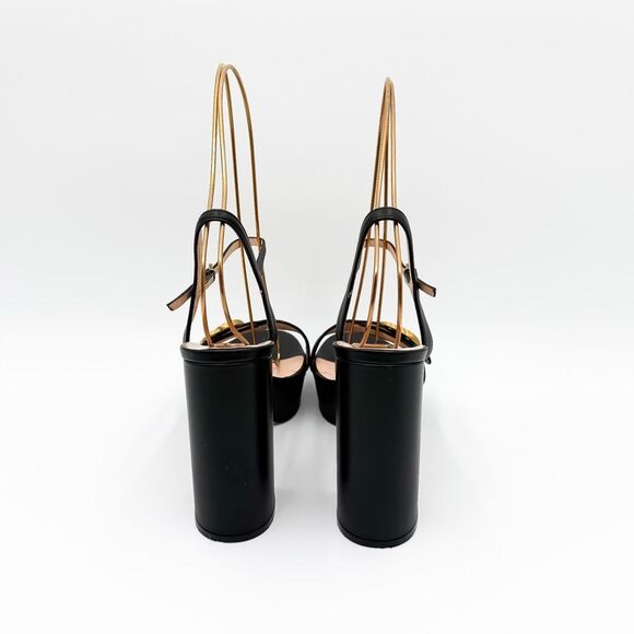 Gucci Marmont GG Platform Sandals EU 38 US 8 Black Leather Block High Heel - Picture 5 of 15